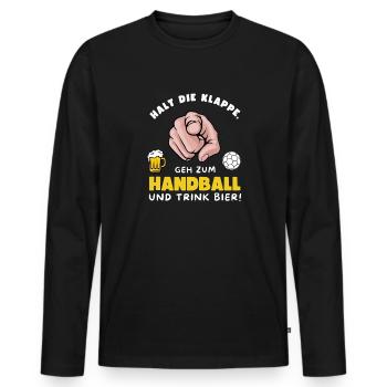 Stolzer Handball Papa Bier lustiges Geschenk Vater - Männer Premium Bio Langarmshirt - Schwarz - Vorne - Nico (187cm)