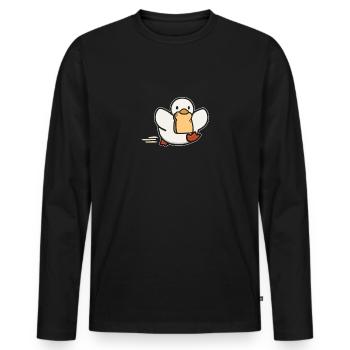 Ente mit Toast Lustiges Geschenk Meme Fun - Männer Premium Bio Langarmshirt - Schwarz - Vorne - Nico (187cm)