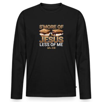 Plus de Jésus, moins de moi Camping Chocolate - T-shirt manches longues Premium bio Homme - noir - Devant - Nico (187cm)