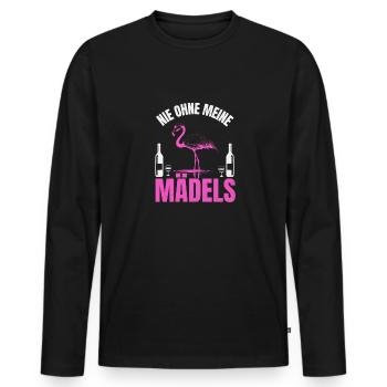 Nie ohne meine Mädels Wein Flamingo - Männer Premium Bio Langarmshirt - Schwarz - Vorne - Nico (187cm)