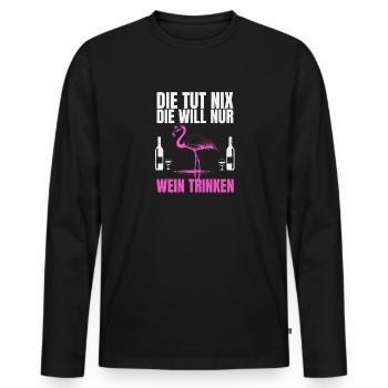 Die tut nix die will nur Wein trinken Party - Männer Premium Bio Langarmshirt - Schwarz - Vorne - Nico (187cm)