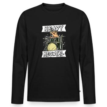Heavy Meowtal Katze Heavy Metal Rock Headbanger Ca - Männer Premium Bio Langarmshirt - Schwarz - Vorne - Nico (187cm)