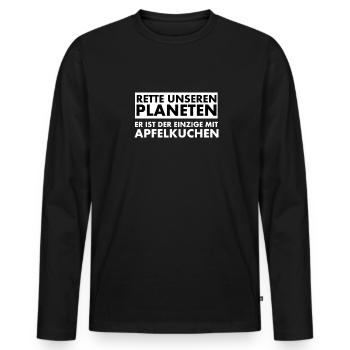 Rette unseren Planeten. Er ist der Einzige mit... - Männer Premium Bio Langarmshirt - Schwarz - Vorne - Nico (187cm)