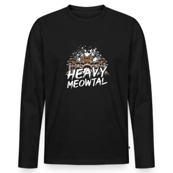 Heavy Meowtal Cat Heavy Metal Rock Headbanger Ca - T-shirt manches longues Premium bio Homme - noir - Devant - Nico (187cm)