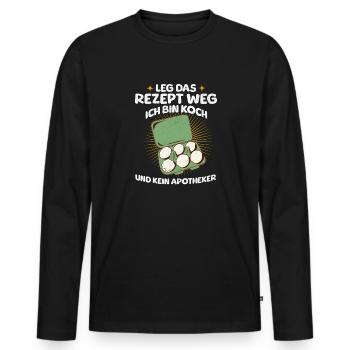 Rangez la recette Je suis cuisinier et non pharmacien - T-shirt manches longues Premium bio Homme - noir - Devant - Nico (187cm)