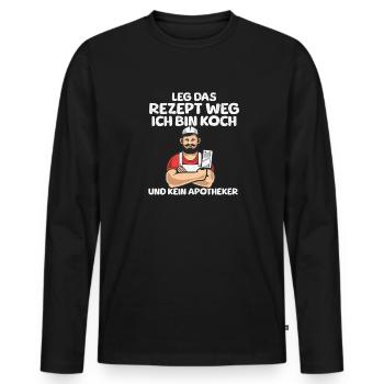 Rangez la recette Je suis cuisinier et non pharmacien - T-shirt manches longues Premium bio Homme - noir - Devant - Nico (187cm)