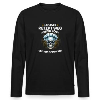 Rangez la recette Je suis cuisinier et non pharmacien - T-shirt manches longues Premium bio Homme - noir - Devant - Nico (187cm)