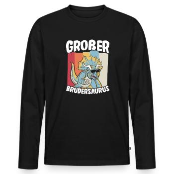 Großer Bruder Geschenk Brudersaurus T Rex Dino Bru - Männer Premium Bio Langarmshirt - Schwarz - Vorne - Nico (187cm)