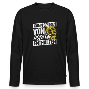 Kann Spuren Von Hopfen Enthalten Saufen Sauftour B - Männer Premium Bio Langarmshirt - Schwarz - Vorne - Nico (187cm)