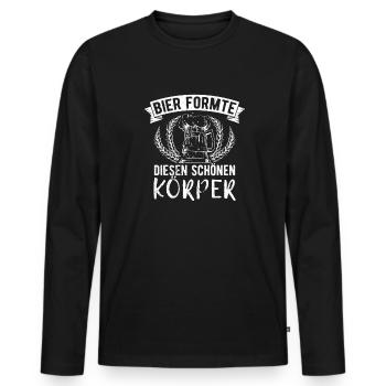 bière boire de la bière plaisir boire fête houblon alcool t - T-shirt manches longues Premium bio Homme - noir - Devant - Nico (187cm)