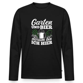 Jardinier Bière Boire Bière Plaisir Boire Tour Buveur de Bière - T-shirt manches longues Premium bio Homme - noir - Devant - Nico (187cm)