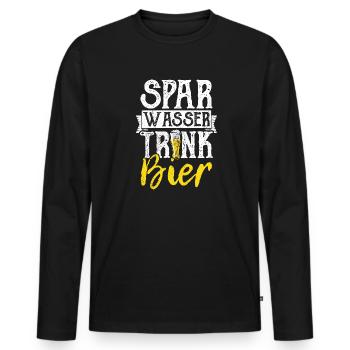 Spar Eau Boire Bière Bière Pong Houblon Alcool Trin - T-shirt manches longues Premium bio Homme - noir - Devant - Nico (187cm)