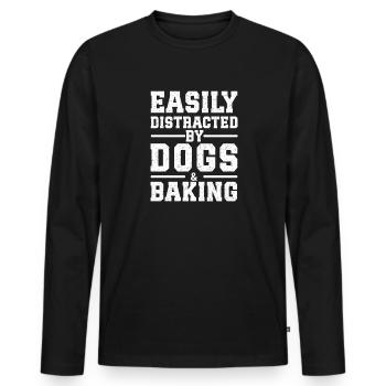 Easily Distracted By Dogs & Baking - Men's Premium Organic Long Sleeve Shirt - black - Front - Nico (187cm)