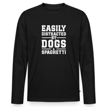 Easily Distracted By Dogs & Spaghetti - Men's Premium Organic Long Sleeve Shirt - black - Front - Nico (187cm)