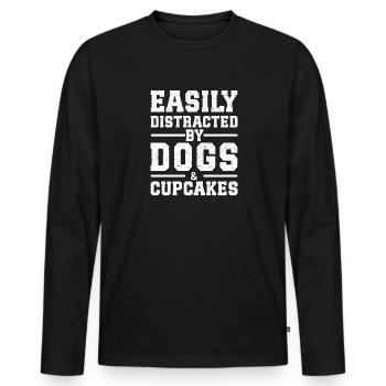 Easily Distracted By Dogs & Cupcakes - Men's Premium Organic Long Sleeve Shirt - black - Front - Nico (187cm)