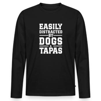 Easily Distracted By Dogs & Tapas - Männer Premium Bio Langarmshirt - Schwarz - Vorne - Nico (187cm)