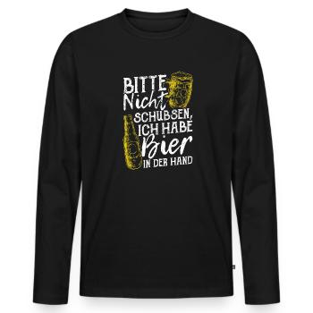Bière Boire Bière S’amuser Pub Houblon Boire Boire - T-shirt manches longues Premium bio Homme - noir - Devant - Nico (187cm)