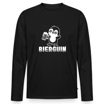 Bierguin Penguin Biertrinken Trinken Hopfen Saufen - T-shirt manches longues Premium bio Homme - noir - Devant - Nico (187cm)