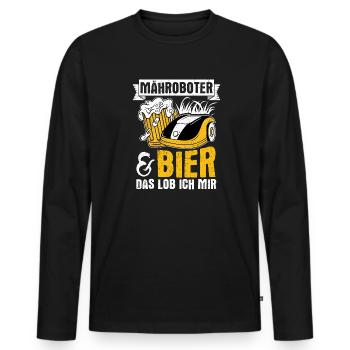 jardinier bière amusant jardin boire de l’alcool visite jardinier bi - T-shirt manches longues Premium bio Homme - noir - Devant - Nico (187cm)