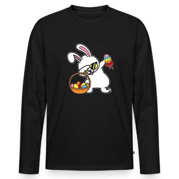 Dabbing Easter Bunny Easter Bunny - Men's Premium Organic Long Sleeve Shirt - black - Front - Nico (187cm)