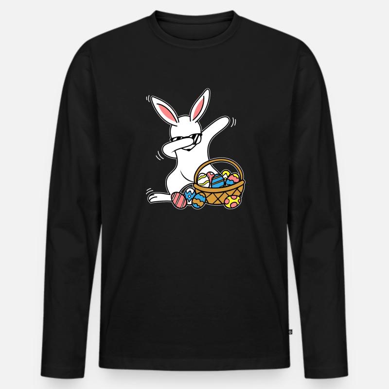 Dabbing Osterhase Ostern Hase - Männer Premium Bio Langarmshirt - Schwarz