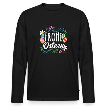 Joyeuses Pâques - T-shirt manches longues Premium bio Homme - noir - Devant - Nico (187cm)