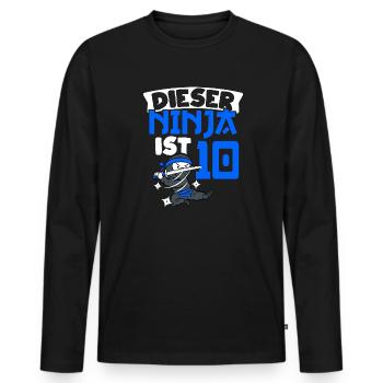 Dieser Ninja Ist 10 Geburtstag Ninja Gürtel Ninja - Männer Premium Bio Langarmshirt - Schwarz - Vorne - Nico (187cm)