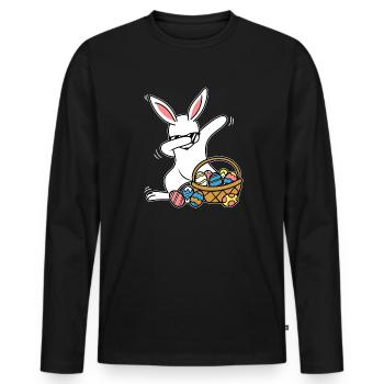 Dabbing Easter Bunny Easter Bunny - Men's Premium Organic Long Sleeve Shirt - black - Front - Nico (187cm)