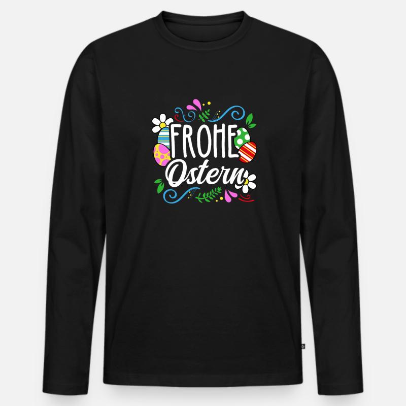 Frohe Ostern - Männer Premium Bio Langarmshirt - Schwarz