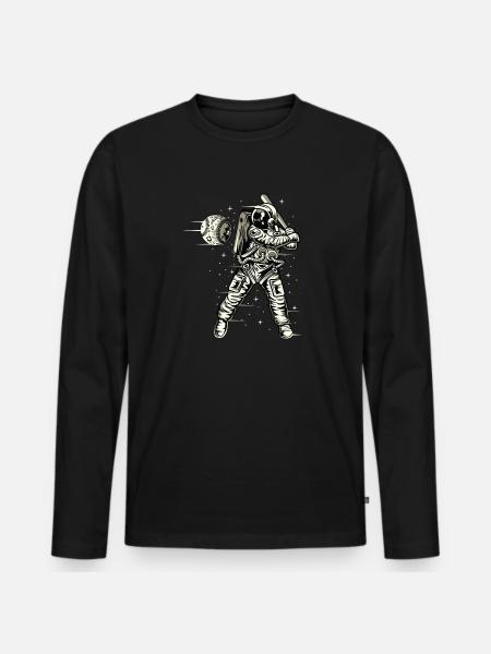 Space Baseball - Männer Premium Bio Langarmshirt - Schwarz