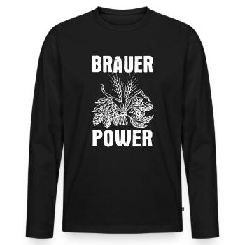 Brauer Power - Männer Premium Bio Langarmshirt - Schwarz - Vorne - Nico (187cm)