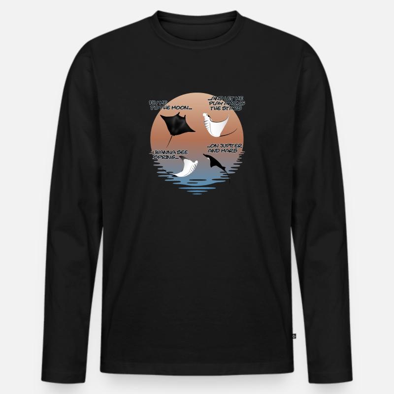 Mantarochen Lustig - Männer Premium Bio Langarmshirt - Schwarz