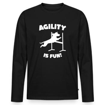 Agility is fun dog shirt - Men's Premium Organic Long Sleeve Shirt - black - Front - Nico (187cm)