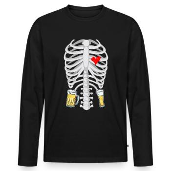 Skeleton beer Pregnancy Announcement - Men's Premium Organic Long Sleeve Shirt - black - Front - Nico (187cm)