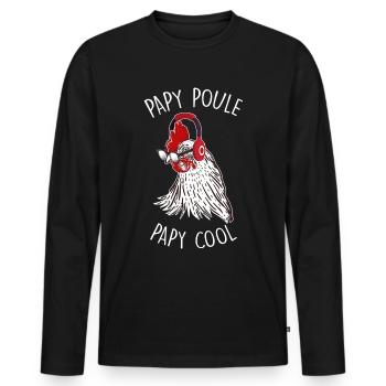 Grandpa hen and cool it's mine - Men's Premium Organic Long Sleeve Shirt - black - Front - Nico (187cm)