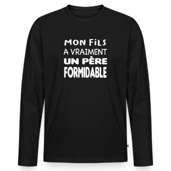 Père formidable - T-shirt manches longues Premium bio Homme - noir - Devant - Nico (187cm)