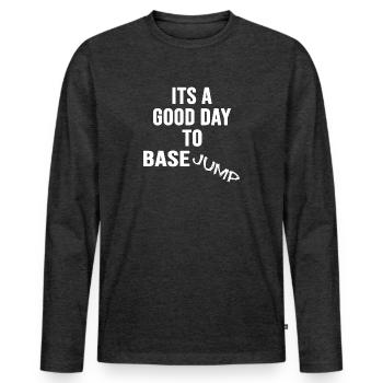 BASEJUMP base jumping Basejumper Wingman - Männer Premium Bio Langarmshirt - Anthrazit meliert - Vorne - Nico (187cm)