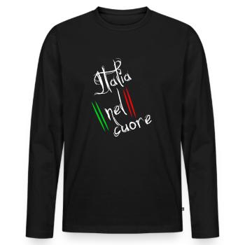 Italien im Herzen Italia nel cuore amore Geschenk - Männer Premium Bio Langarmshirt - Schwarz - Vorne - Nico (187cm)