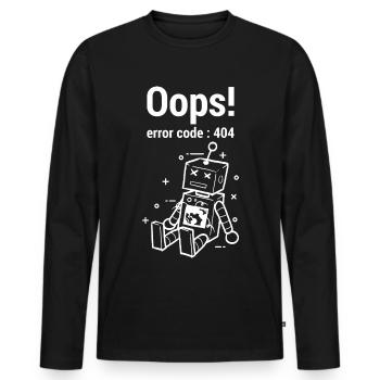 Oops Fehler 404 Grafik - Männer Premium Bio Langarmshirt - Schwarz - Vorne - Nico (187cm)