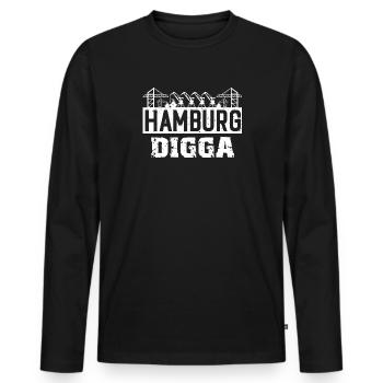 Hamburg Digga - Men's Premium Organic Long Sleeve Shirt - black - Front - Nico (187cm)