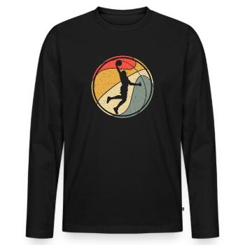 Joueur de basket-ball Retro Dunking Joueur de basket-ball - T-shirt manches longues Premium bio Homme - noir - Devant - Nico (187cm)