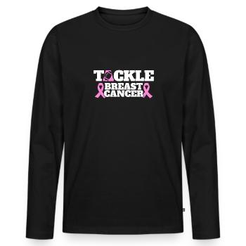 Awareness Breast Cancer Tackle Breast Cancer - Men's Premium Organic Long Sleeve Shirt - black - Front - Nico (187cm)