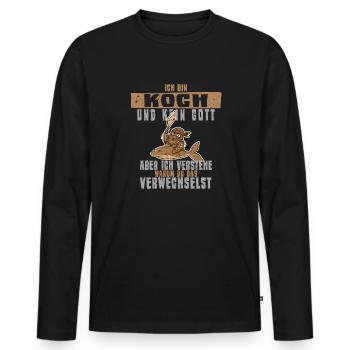 Küche Kochen Gott Design für Koch - Männer Premium Bio Langarmshirt - Schwarz - Vorne - Nico (187cm)
