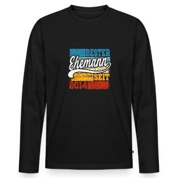 Bester Ehemann seit Jahr 2014 Hochzeitstag - Männer Premium Bio Langarmshirt - Schwarz - Vorne - Nico (187cm)
