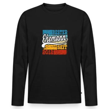 Bester Ehemann seit Jahr 2012 Hochzeitstag - Männer Premium Bio Langarmshirt - Schwarz - Vorne - Nico (187cm)
