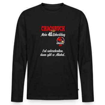 40. Geburtstag Herren Damen Party Gästebuch - Männer Premium Bio Langarmshirt - Schwarz - Vorne - Nico (187cm)