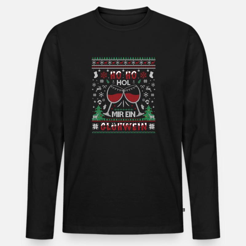 Weihnachten Glühwein - Männer Premium Bio Langarmshirt - Schwarz