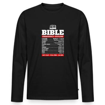 Religious Christian I Bible Verse I Bible - Men's Premium Organic Long Sleeve Shirt - black - Front - Nico (187cm)