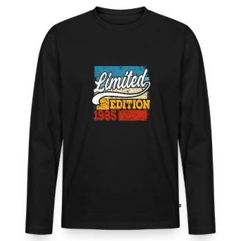 Jahrgang 1985 Limited Edition 36. Geburtstag - Männer Premium Bio Langarmshirt - Schwarz - Vorne - Nico (187cm)