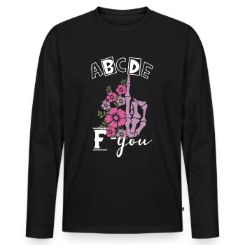 ABCDEFyou Alphabet Finger Evil Middle Finger - T-shirt manches longues Premium bio Homme - noir - Devant - Nico (187cm)